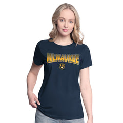 Milwaukee Brewers G-III 4Her by Carl Banks Women's T-Shirt and Hoodie Combo Pack - Navy/Bright Heather Ceramic