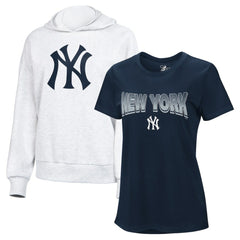 New York Yankees G-III 4Her by Carl Banks Women's T-Shirt and Hoodie Combo Pack - Navy/Bright Heather Ceramic | New Era