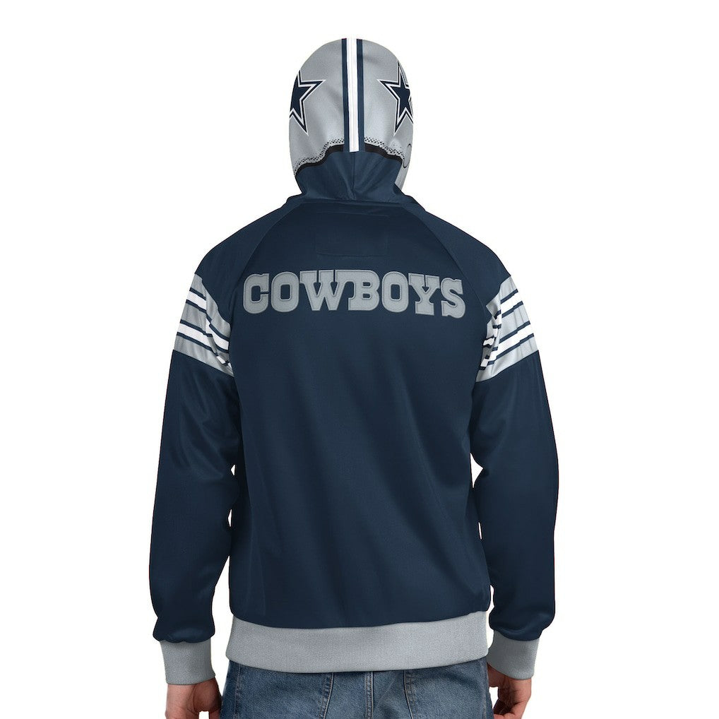 Dallas Cowboys Pro Player Helmet Full-Zip Hooded Track Jacket - Navy/Gray discount
