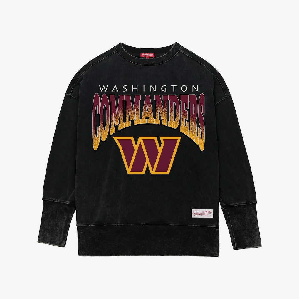 Washington Commanders Women's Delineate Mineral Wash Crewneck Sweatshirt - Black sale