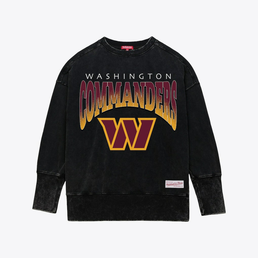 Washington Commanders Women's Delineate Mineral Wash Crewneck Sweatshirt - Black sale