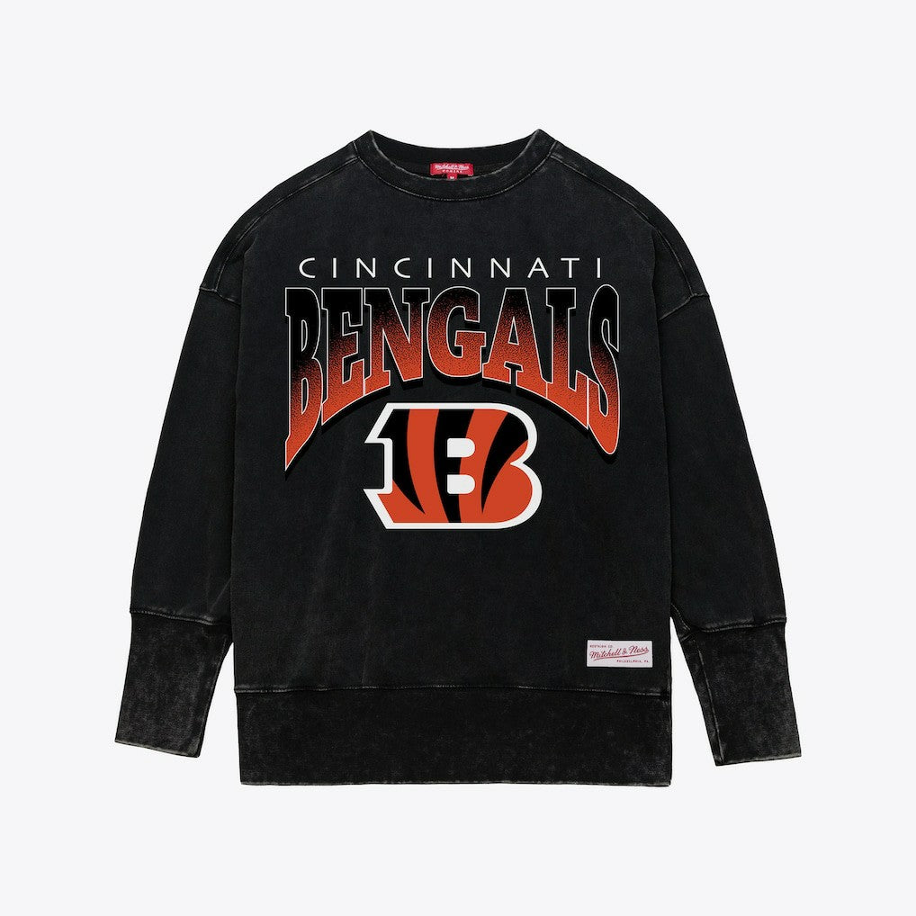 Cincinnati Bengals Women's Delineate Mineral Wash Crewneck Sweatshirt - Black cheap