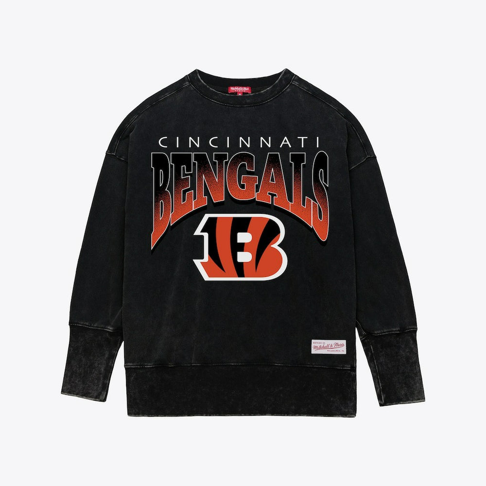 Cincinnati Bengals Women's Delineate Mineral Wash Crewneck Sweatshirt - Black cheap