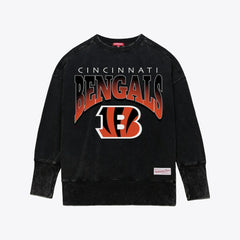 Cincinnati Bengals Women's Delineate Mineral Wash Crewneck Sweatshirt - Black cheap