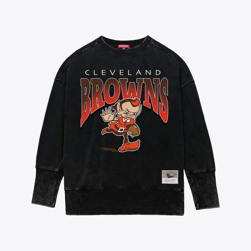 Cleveland Browns Women's Delineate Mineral Wash Crewneck Sweatshirt - Black cheap