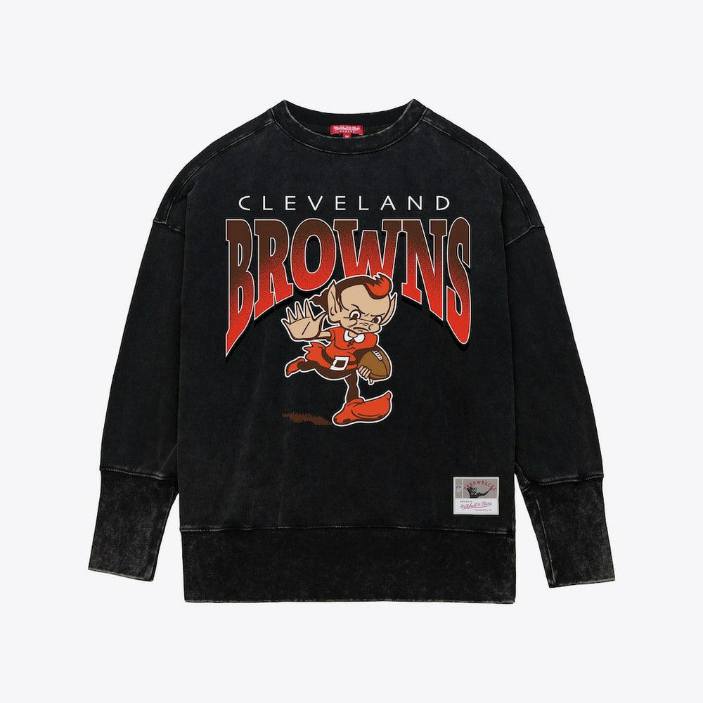 Cleveland Browns Women's Delineate Mineral Wash Crewneck Sweatshirt - Black cheap