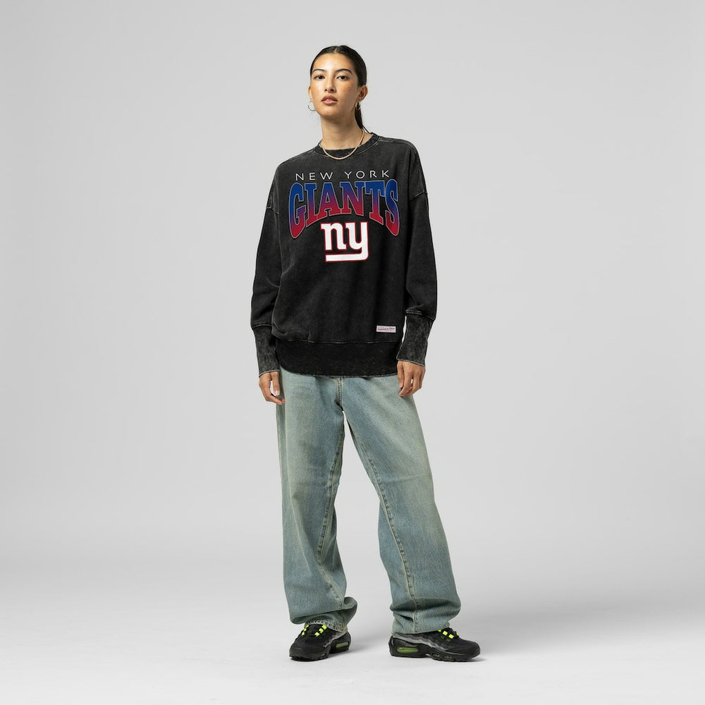 New York Giants Women's Delineate Mineral Wash Crewneck Sweatshirt - Black discount