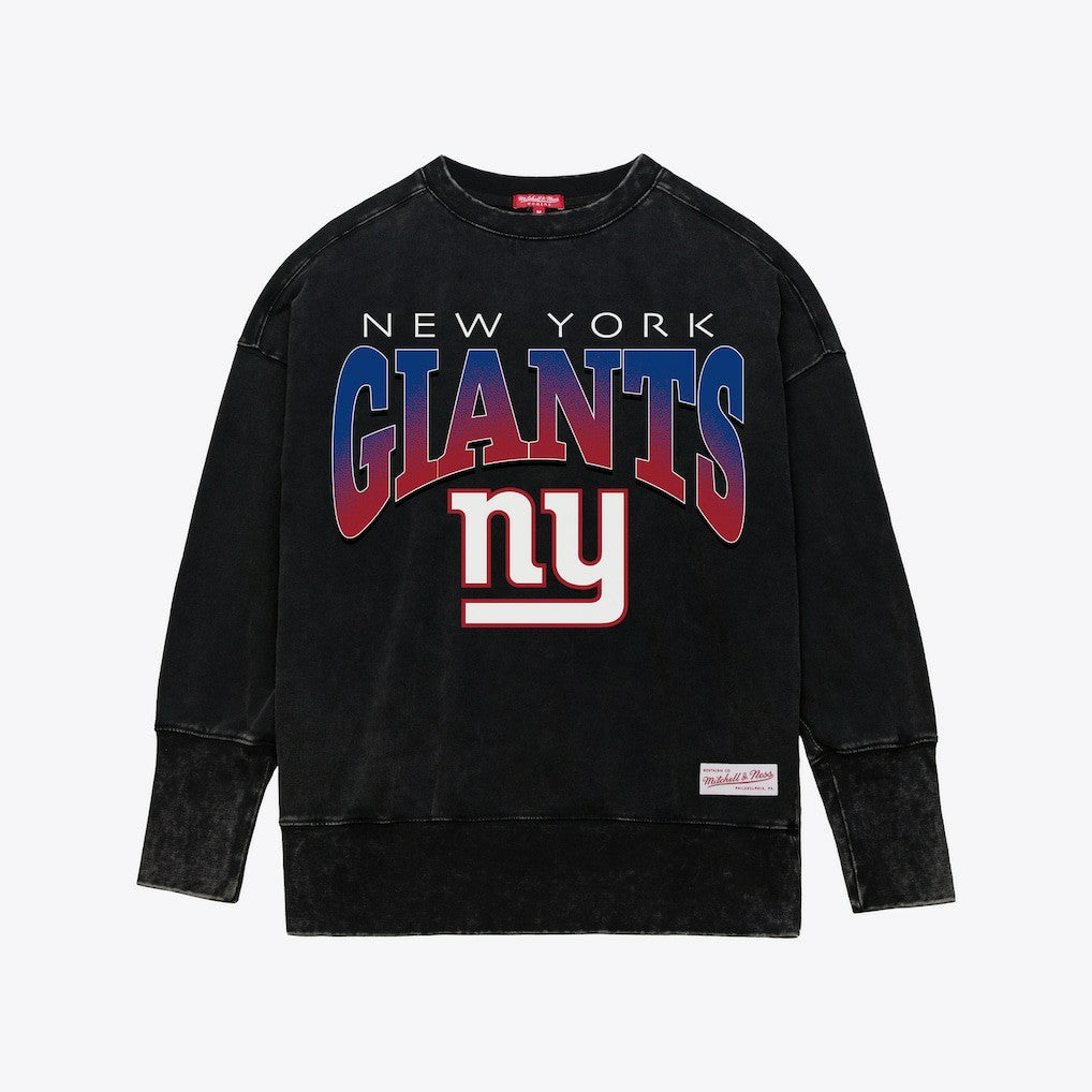 New York Giants Women's Delineate Mineral Wash Crewneck Sweatshirt - Black discount