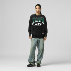 New York Jets Women's Delineate Mineral Wash Crewneck Sweatshirt - Black for sale