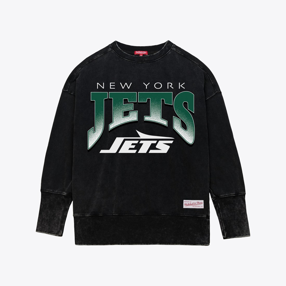 New York Jets Women's Delineate Mineral Wash Crewneck Sweatshirt - Black for sale