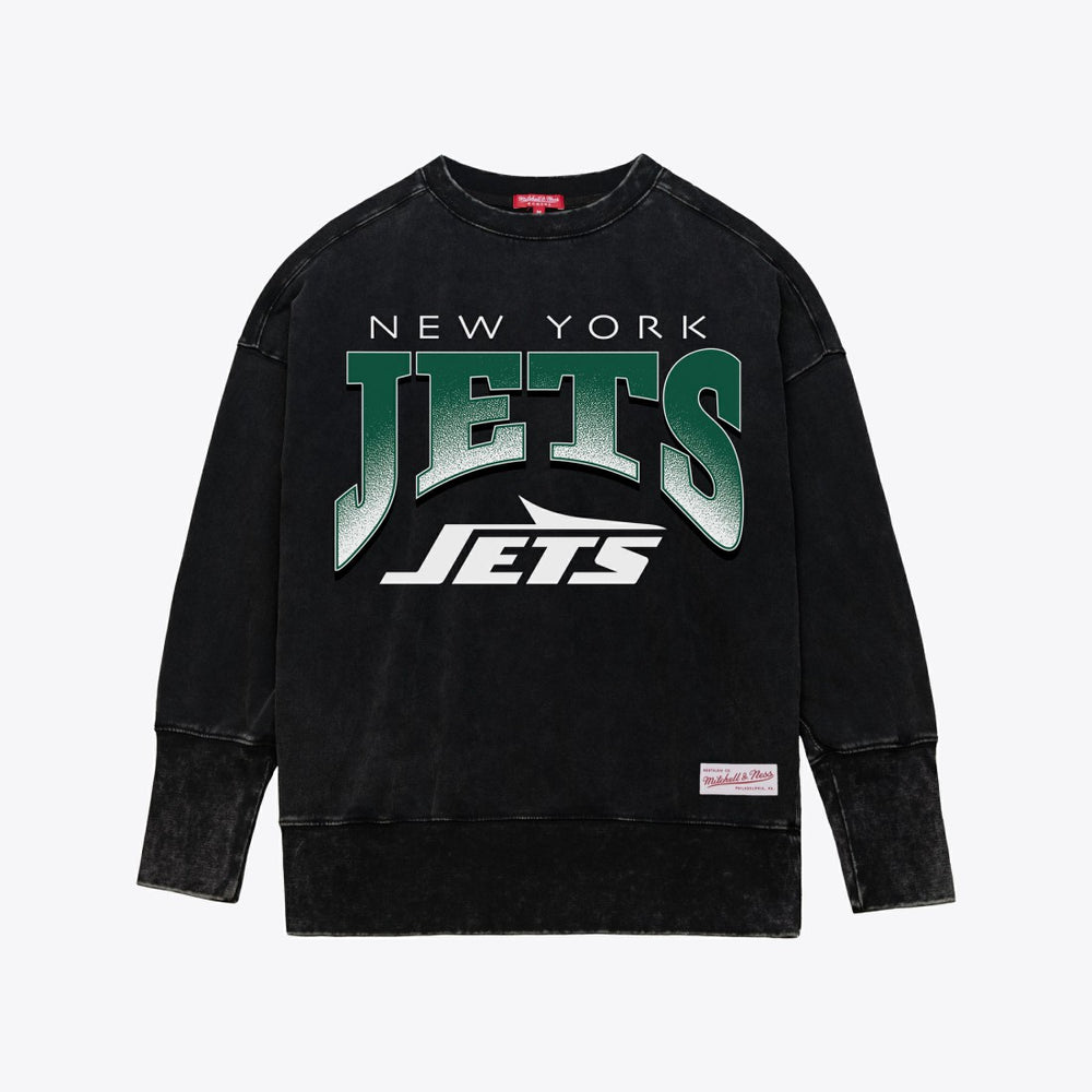 New York Jets Women's Delineate Mineral Wash Crewneck Sweatshirt - Black for sale