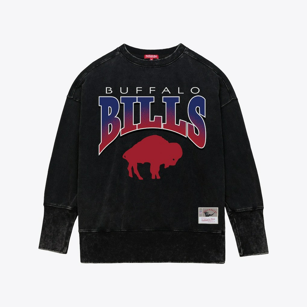 Buffalo Bills Women's Delineate Mineral Wash Crewneck Sweatshirt - Black for sale