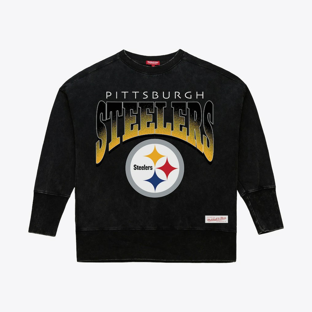 Pittsburgh Steelers Women's Delineate Mineral Wash Crewneck Sweatshirt - Black sale