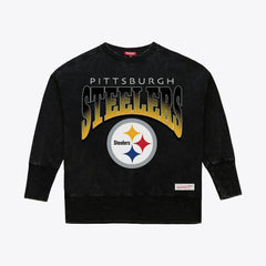 Pittsburgh Steelers Women's Delineate Mineral Wash Crewneck Sweatshirt - Black sale