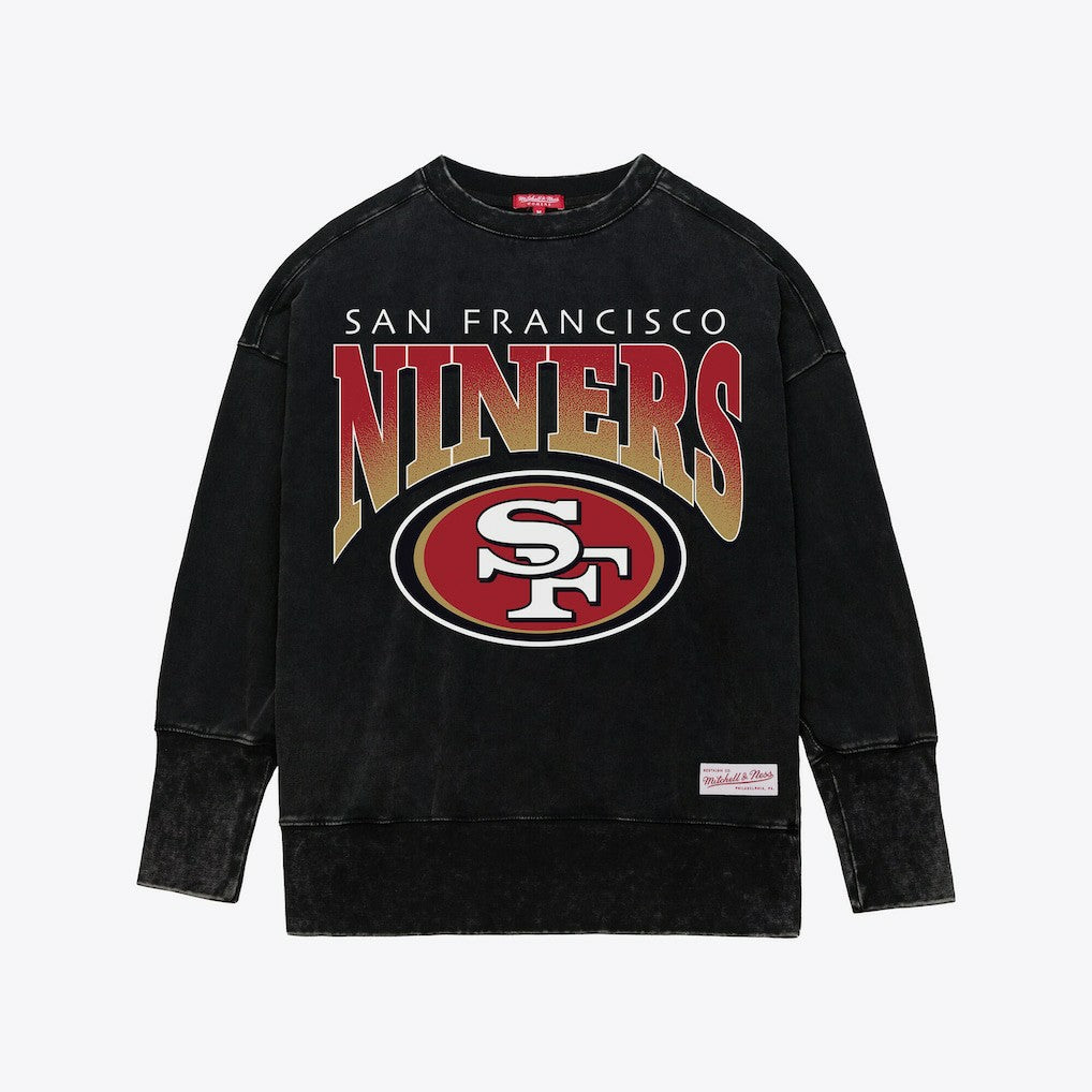 San Francisco 49ers Women's Delineate Mineral Wash Crewneck Sweatshirt - Black outlet