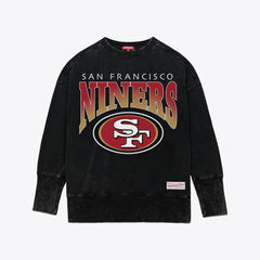 San Francisco 49ers Women's Delineate Mineral Wash Crewneck Sweatshirt - Black outlet