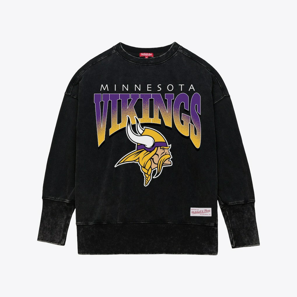 Minnesota Vikings Women's Delineate Mineral Wash Crewneck Sweatshirt - Black outlet