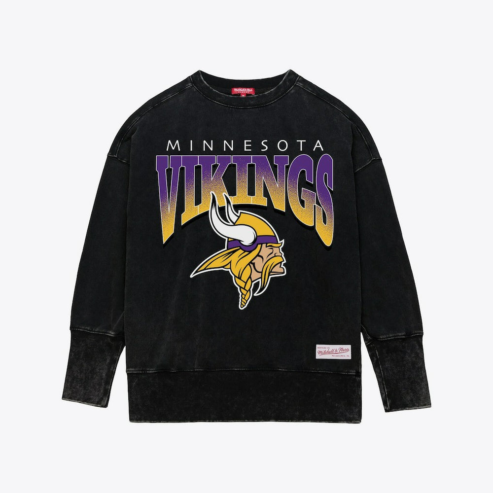 Minnesota Vikings Women's Delineate Mineral Wash Crewneck Sweatshirt - Black outlet