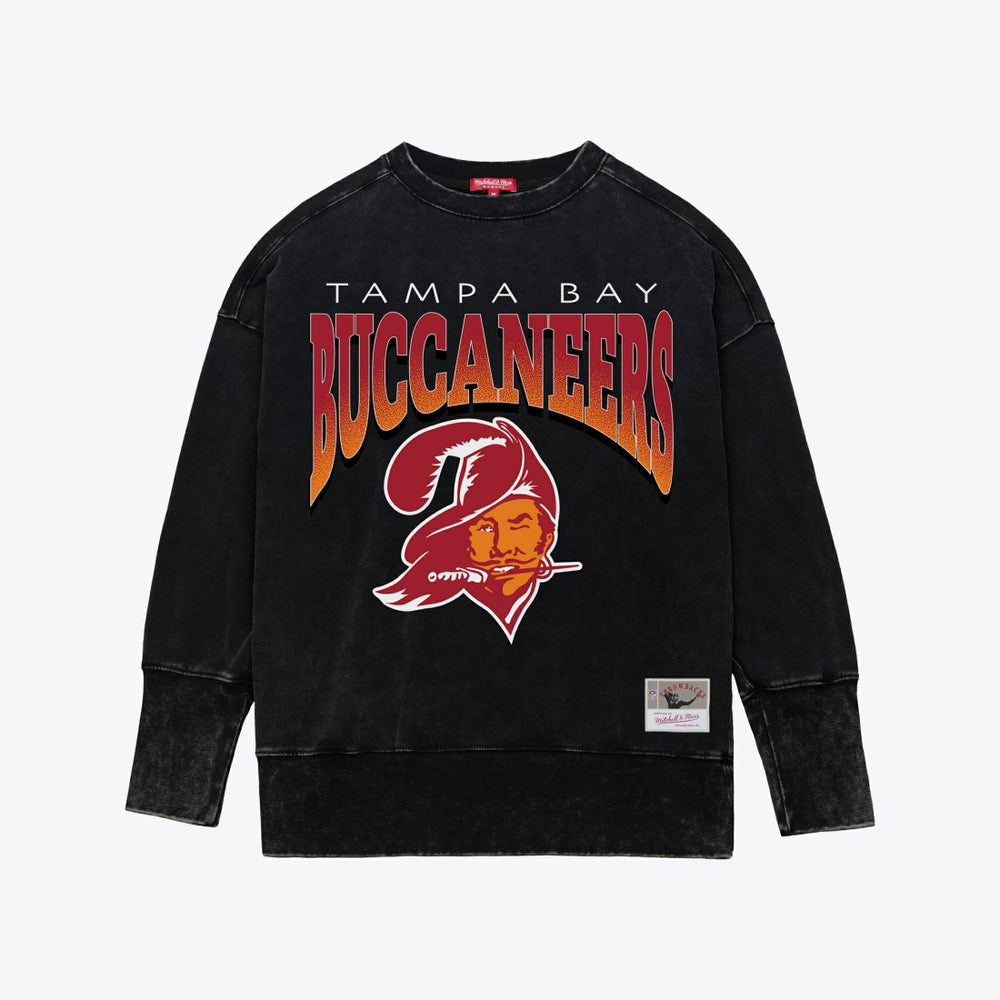 Tampa Bay Buccaneers Women's Delineate Mineral Wash Crewneck Sweatshirt - Black on sale