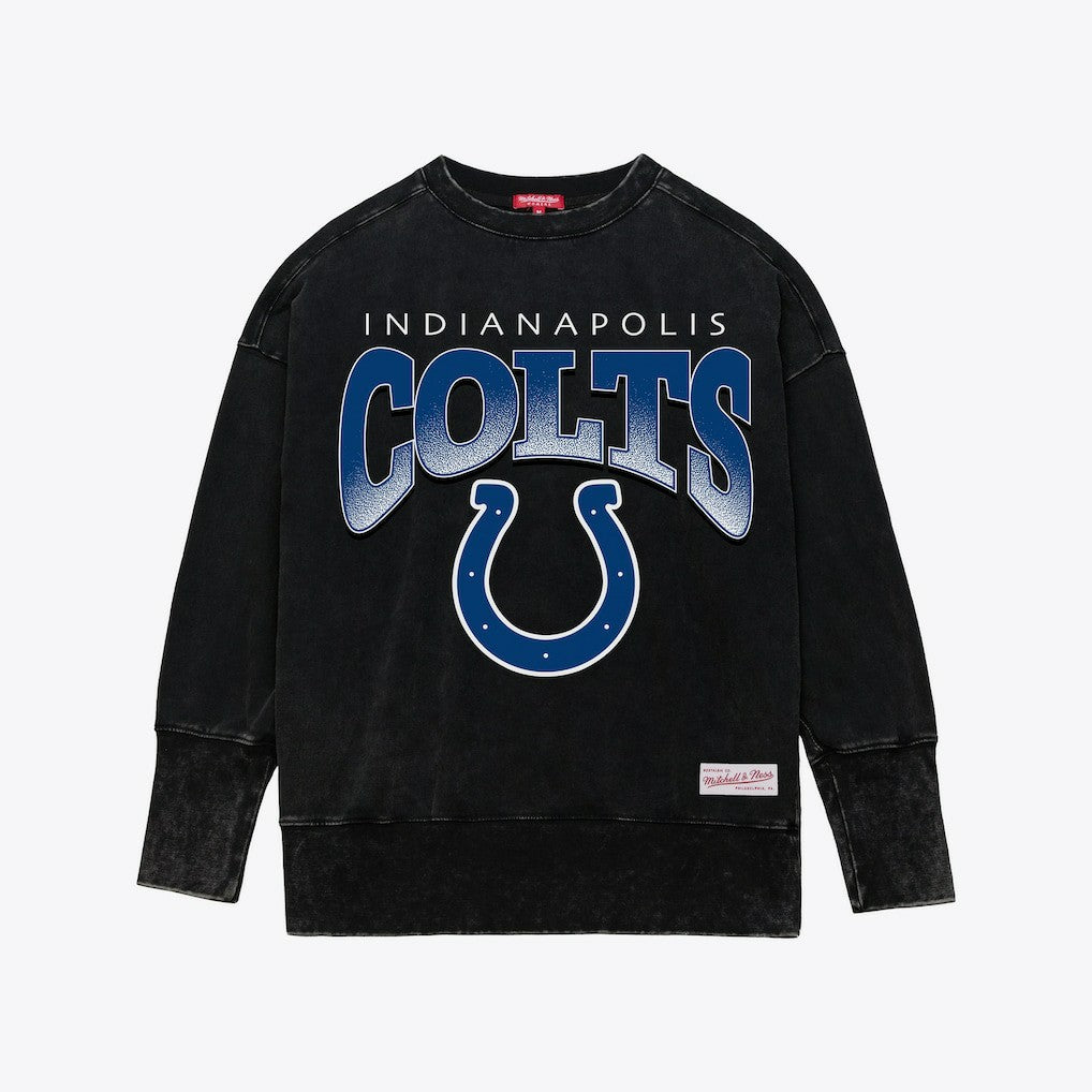 Indianapolis Colts Women's Delineate Mineral Wash Crewneck Sweatshirt - Black for sale