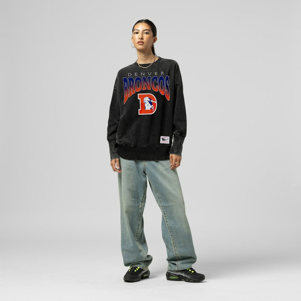 Denver Broncos Women's Delineate Mineral Wash Crewneck Sweatshirt - Black online