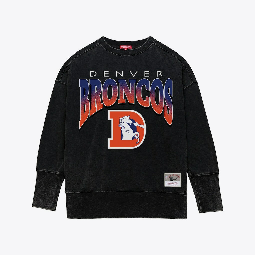 Denver Broncos Women's Delineate Mineral Wash Crewneck Sweatshirt - Black online