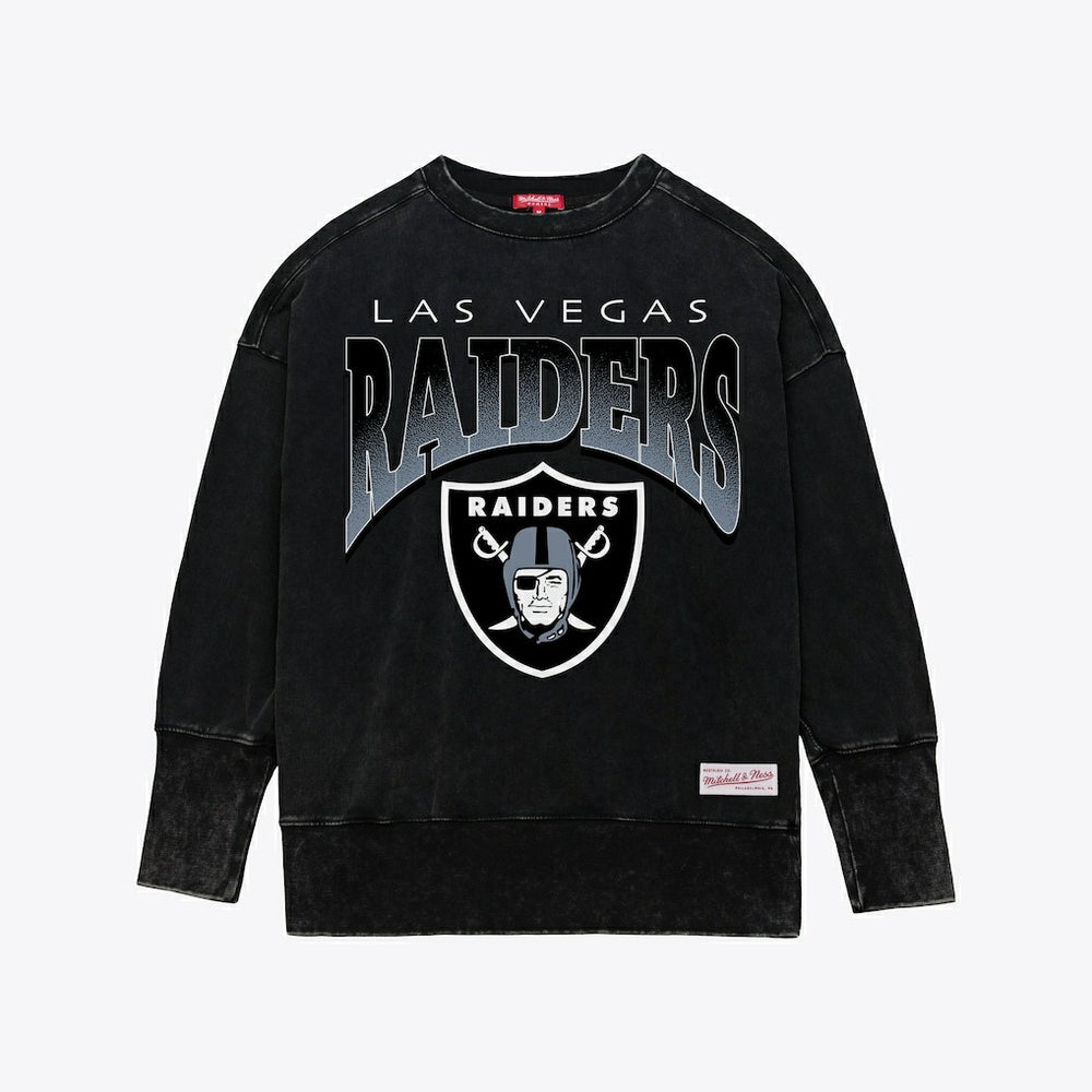 Las Vegas Raiders Women's Delineate Mineral Wash Crewneck Sweatshirt - Black on sale
