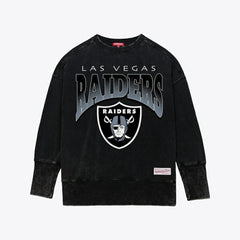 Las Vegas Raiders Women's Delineate Mineral Wash Crewneck Sweatshirt - Black on sale
