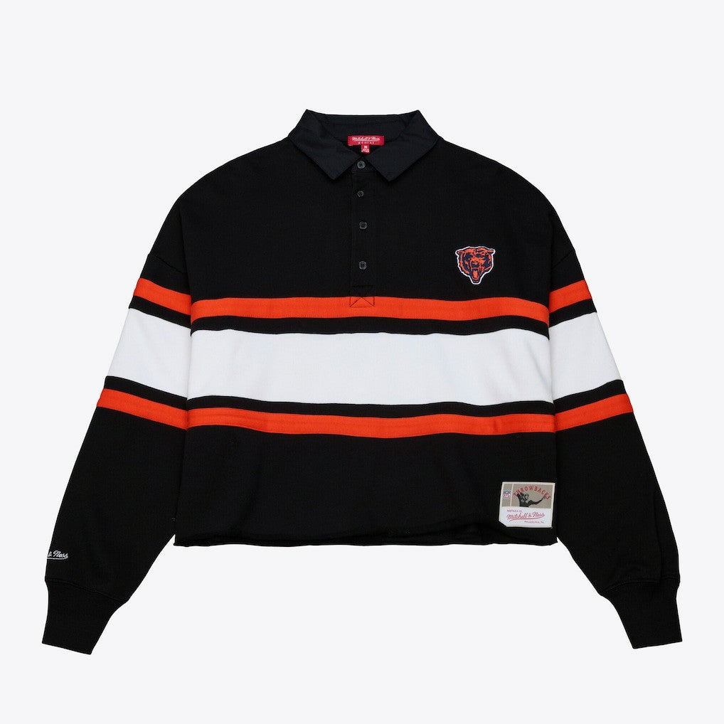 Chicago Bears Women's Cropped Long Sleeve Rugby Polo - Black discount