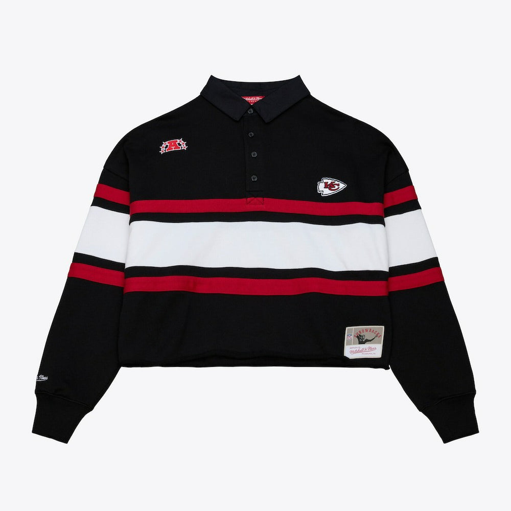 Kansas City Chiefs Women's Cropped Long Sleeve Rugby Polo - Black sale