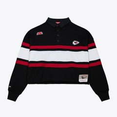 Kansas City Chiefs Women's Cropped Long Sleeve Rugby Polo - Black sale