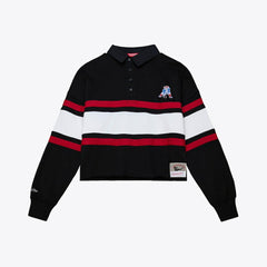 New England Patriots Women's Throwback Cropped Long Sleeve Rugby Polo - Black sale