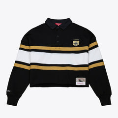 New Orleans Saints Women's Cropped Long Sleeve Rugby Polo - Black on sale