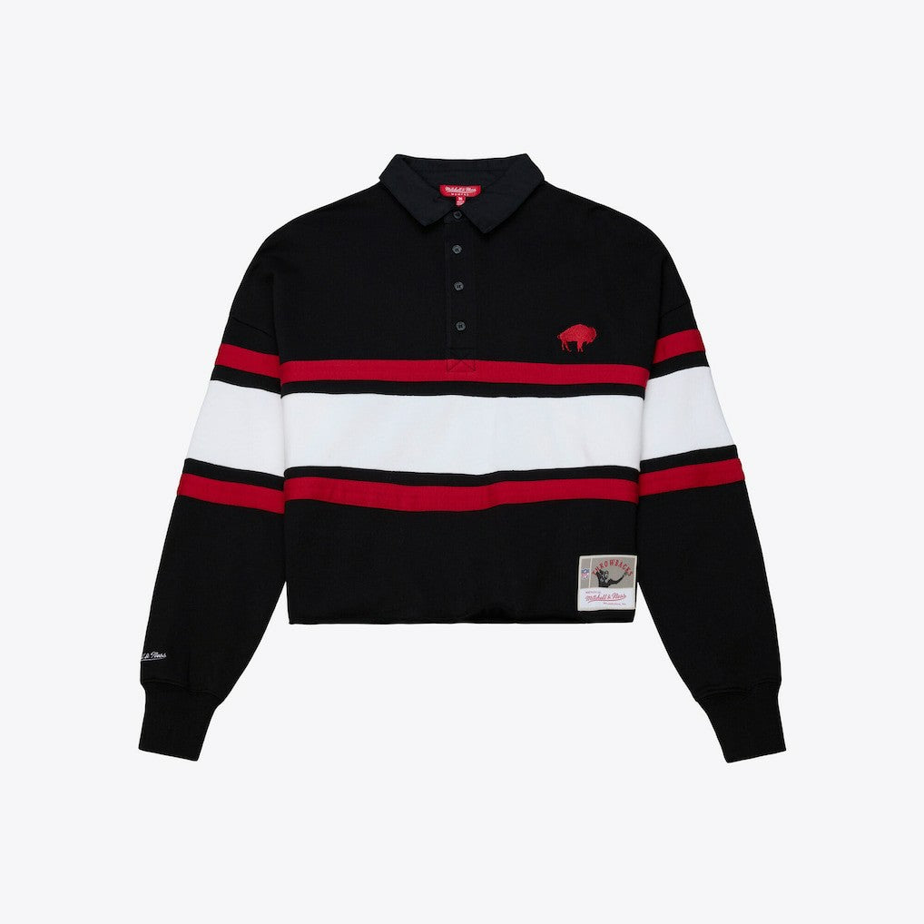 Buffalo Bills Women's Throwback Cropped Long Sleeve Rugby Polo - Black online