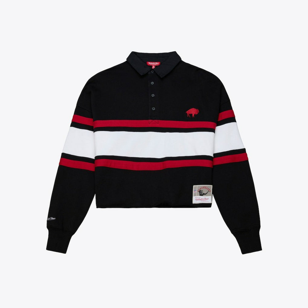 Buffalo Bills Women's Throwback Cropped Long Sleeve Rugby Polo - Black online
