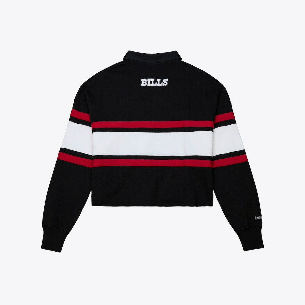 Buffalo Bills Women's Throwback Cropped Long Sleeve Rugby Polo - Black online
