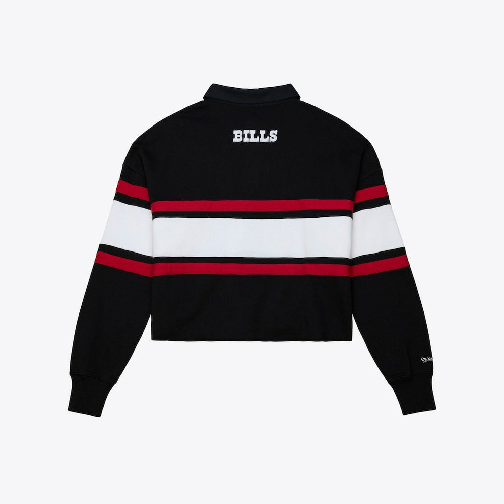 Buffalo Bills Women's Throwback Cropped Long Sleeve Rugby Polo - Black online