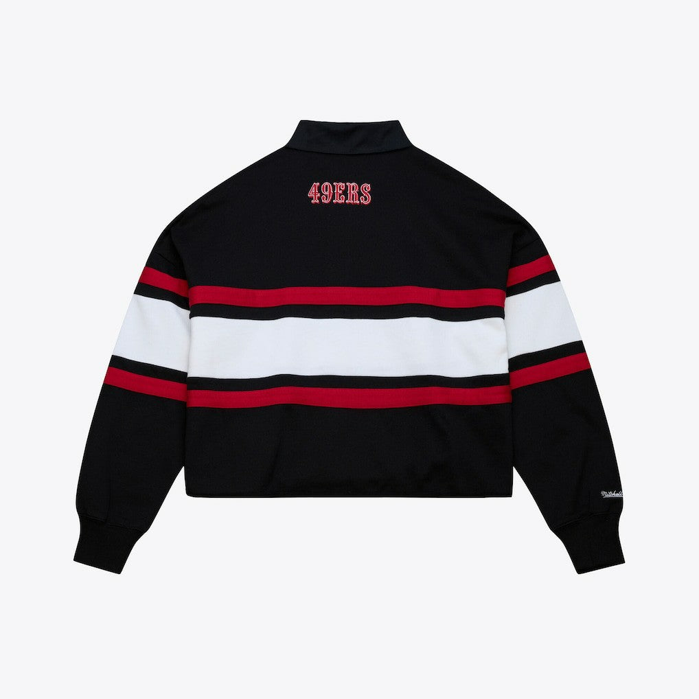 San Francisco 49ers Women's Cropped Long Sleeve Rugby Polo - Black online