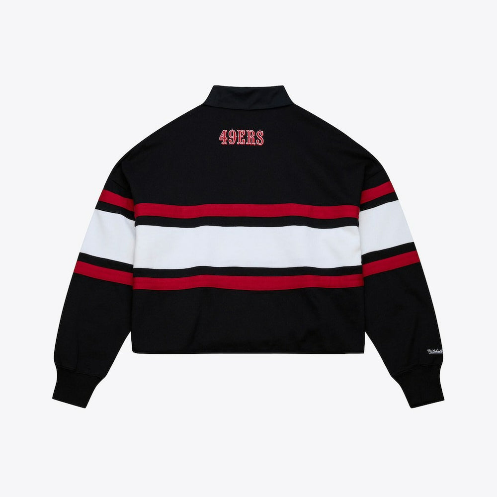 San Francisco 49ers Women's Cropped Long Sleeve Rugby Polo - Black online