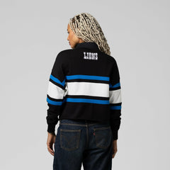 Detroit Lions Women's Cropped Long Sleeve Rugby Polo - Black cheap
