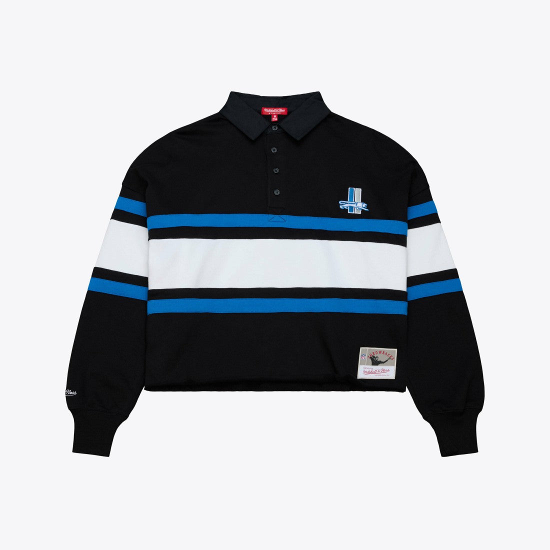 Detroit Lions Women's Cropped Long Sleeve Rugby Polo - Black cheap
