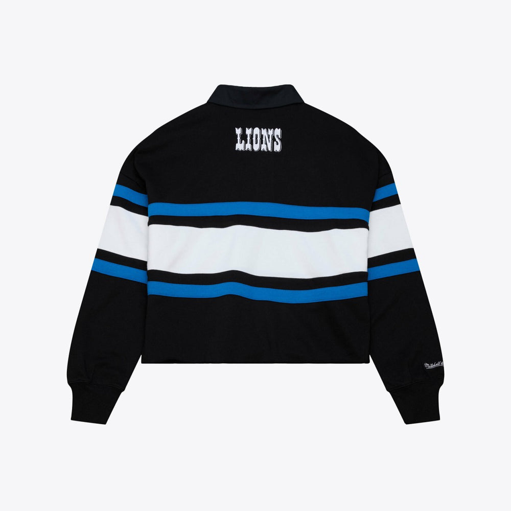 Detroit Lions Women's Cropped Long Sleeve Rugby Polo - Black cheap
