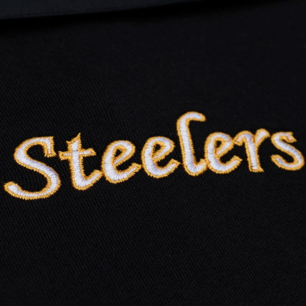 Pittsburgh Steelers Women's Cropped Long Sleeve Rugby Polo - Black on sale
