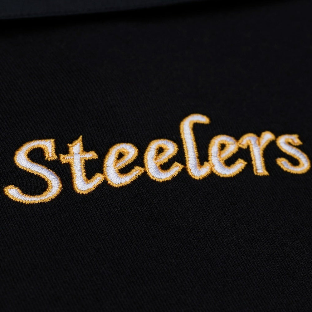 Pittsburgh Steelers Women's Cropped Long Sleeve Rugby Polo - Black on sale