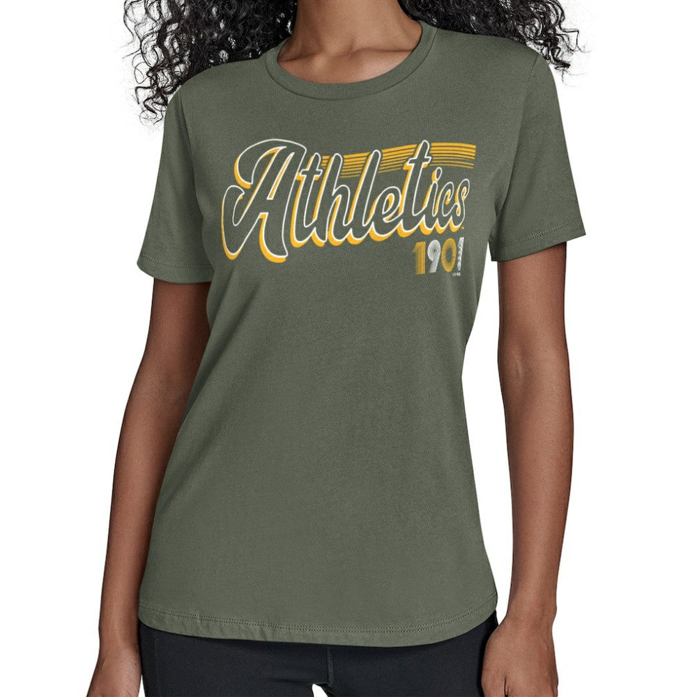 Athletics Starter Women's Groovy Script Team Fitted T-Shirt - Green