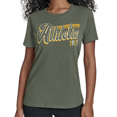Athletics Starter Women's Groovy Script Team Fitted T-Shirt - Green
