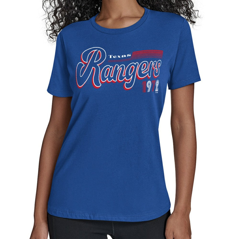 Texas Rangers Starter Women's Groovy Script Team Fitted T-Shirt - Royal