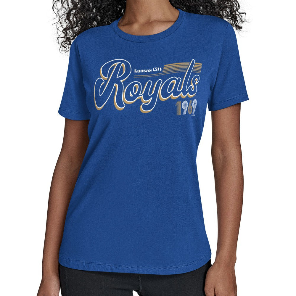 Kansas City Royals Starter Women's Groovy Script Team Fitted T-Shirt - Royal
