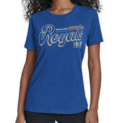 Kansas City Royals Starter Women's Groovy Script Team Fitted T-Shirt - Royal