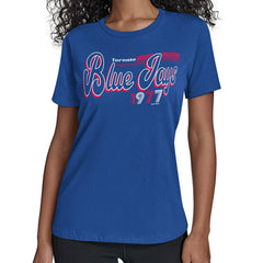Toronto Blue Jays Starter Women's Groovy Script Team Fitted T-Shirt - Royal